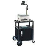 H. Wilson 34in. Plastic Utility Cart With Locking Cabinet And Big Wheel Kit, Black by H. Wilson