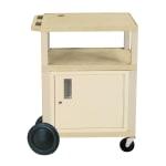 H. Wilson 34in. Plastic Utility Cart With Locking Cabinet And Big Wheel Kit, Putty by H. Wilson