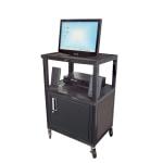H. Wilson 34in. Plastic Utility Cart With Locking Cabinet, Black by H. Wilson