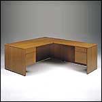 HON(R) 10500 Series Single-Pedestal Desk, Pedestal On Left, Mates With Right Return, 29 1/2in.H x 72in.W x 36in.D, Medium Oak