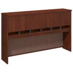 Bush(R) Components Hutch With Doors, 43in.H x 71in.W x 15 3/8in.D, Hansen Cherry/Graphite Gray, Premium Installation Service