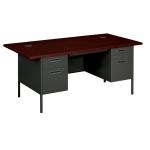 HON(R) Metro Classic Double-Pedestal Desk, 72in. x 36in., Mahogany/Charcoal