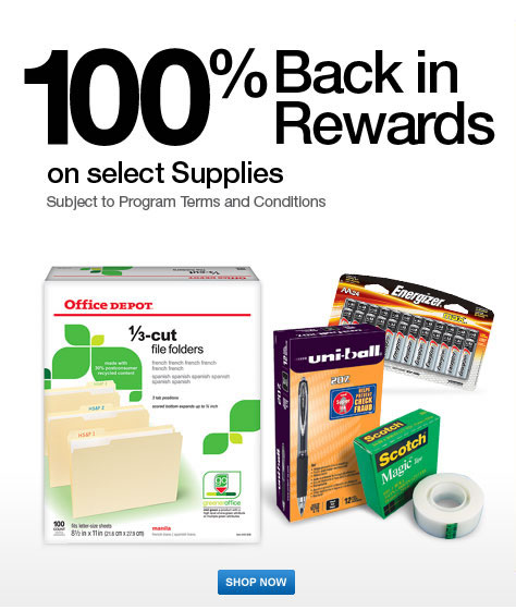 100 per cent back in rewards on select supplies