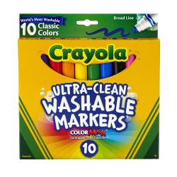 Crayola(R) Ultra-Clean Washable Markers, Broad Tip, Assorted Classic Colors, Box Of 10