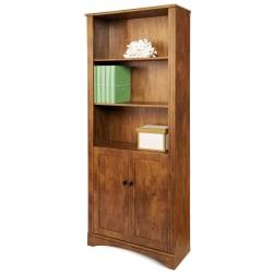 Realspace (R) Dawson 5-Shelf Bookcase With Doors, 72in.H x 30 1\/2in.W x 11 3\/5in.D, Brushed Maple