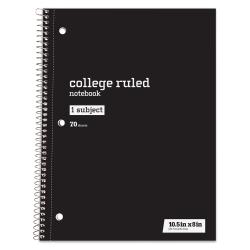 Just Basics(R) Spiral Notebook, 7 1/2in. x 10 1/2in., College Ruled, 140 Pages (70 Sheets), Black