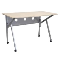 Lumisource Conference Folding Table, 29 3\/4in.H x 23 1\/4in.W x 47 1\/2in.D, Natural\/Silver
