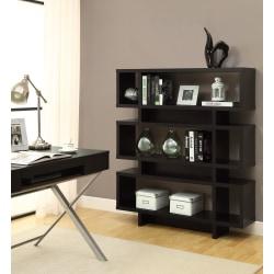 Monarch Specialties 3-Shelf Modern Bookcase, 55in.H x 47in.W x 12in.D, Cappuccino