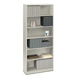 HON (R) Brigade (R) Steel Bookcase, 6 Shelves (4 Adjustable) , 81 1\/8in.H x 34 1\/2in.W x 12 5\/8in.D, Light Gray