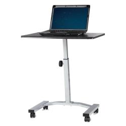 Brenton Studio(R) Height-Adjustable Mobile Laptop Cart, 22 1/2in. - 34 3/4in.H x 23 5/8in.W x 15 3/4in.D, Black/Silver