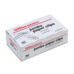 Office Depot(R) Brand Paper Clips, Jumbo, Silver, Box Of 100 Clips