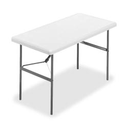 SKILCRAFT Lightweight Folding Table, 29in.H x 24in.W x 48in.D, Platinum
