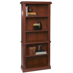 Realspace (R) Piccadily 5-Shelf Bookcase, 71 1\/5in.H x 32 1\/10in.W x 11 3\/10in.D, Mahogany