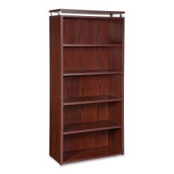 Lorell (R) 68600 Series 5-Shelf Bookcase, 68in.H x 36in.W x 12 1\/2in.D, Mahogany