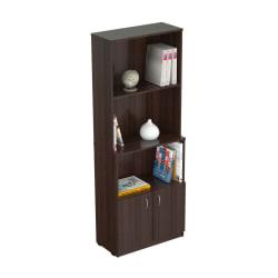 Inval Bookcase With Storage Area, 62 9\/10in.H x 23 3\/5in.W x 11 4\/5in.D, Espresso-Wengue