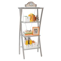 Realspace Zentra Bookcase, 60in.H x 28in.W x 17in.D, Silver\/Clear