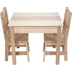 Melissa Doug Wooden Table With Chairs, 20in.H x 23 1/2in.W x 20 1/2in.D, Natural, Pre-K - Grade 2