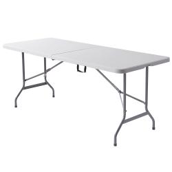 Realspace Folding Table, Molded Plastic Top, 6ft. Wide Fold in Half, 29H x 72W x 30D, Platinum
