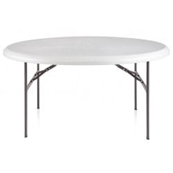 Realspace (R) Folding Table, Molded Plastic Top, 60in. Diameter, Platinum