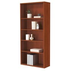 HON (R) 10700 Series Laminate 5-Shelf Bookcase, 71in.H x 32in.W x 13 1\/8in.D, Cognac