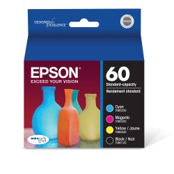 Epson(R) 60, (T060120-BCS) DuraBrite(R) Black/Color Ink Cartridges, Pack Of 4