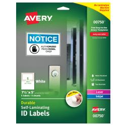 UPC 072782007508 product image for Avery(R) Easy Align(TM) Self-Laminating ID Labels, 5in. x 7 1/2in., White, Pack  | upcitemdb.com