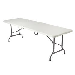 Realspace Folding Table, Molded Plastic Top, 8ft. Wide Fold in Half, 29H x 96W x 30D, Platinum