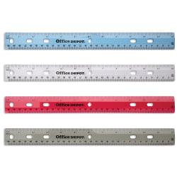 Office Depot(R) Brand Transparent Plastic Ruler For Binders, 12in., Assorted Colors (No Color Choice)