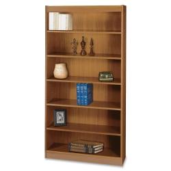Safco (R) Square-Edge Veneer Bookcase, 6 Shelves, 72in.H x 36in.W x 12in.D, Medium Oak
