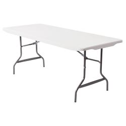 Realspace Folding Table, Molded Plastic Top, 6ft. Wide, 29in.H x 72in.W x 30in.D, Platinum
