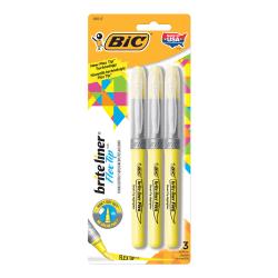 UPC 070330355170 product image for BIC(R) Brite Liner(R) Highlighters, Flex Tip, Yellow, Pack Of 3 | upcitemdb.com