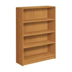 HON (R) Radius Edge Bookcase, 4 Shelves, 48 3\/8in.H x 36in.W x 11 1\/2in.D, Harvest