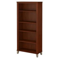 Bush Furniture Somerset 5-Shelf Bookcase, 65 1\/8in.H x 29 9\/16in.W x 12 13\/16in.D, Hansen Cherry, Standard Delivery