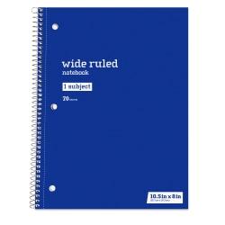 Just Basics(R) Spiral Notebook, 7 1/2in. x 10 1/2in., Wide Ruled, 140 Pages (70 Sheets), Blue
