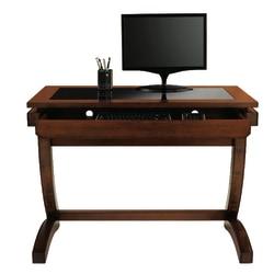 Realspace(R) Coastal Ridge Writing Desk, Mahogany/Black Glass