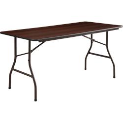 Lorell (R) Laminate Economy Folding Table, 29in.H x 30in.W x 60in.D, Mahogany